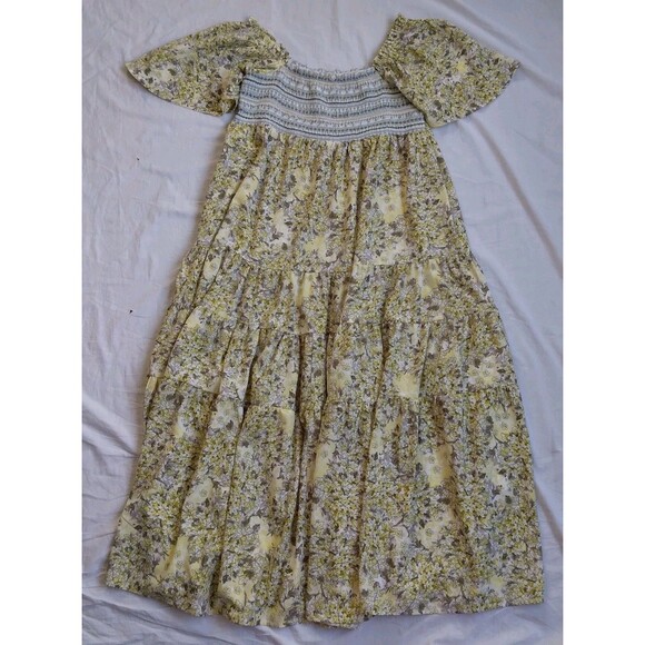 DAVI & DANI Dresses & Skirts - Davi And Dani Maxi Dress Smocked Floral Peasant Boho Prairie Women's Medium